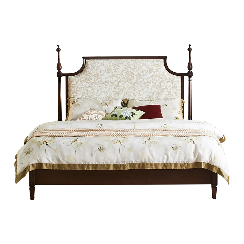 

American retro solid wood bed antique French retro bed 1.8 meters double bed