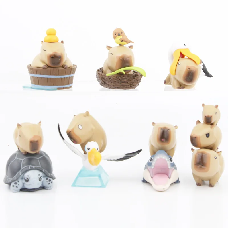 Gashapon Capsule Toy Cartoon Animals Capybara kawaii Doll Toy Action Fiugre Model Ornaments Decoratoion Children Birthday Gifts