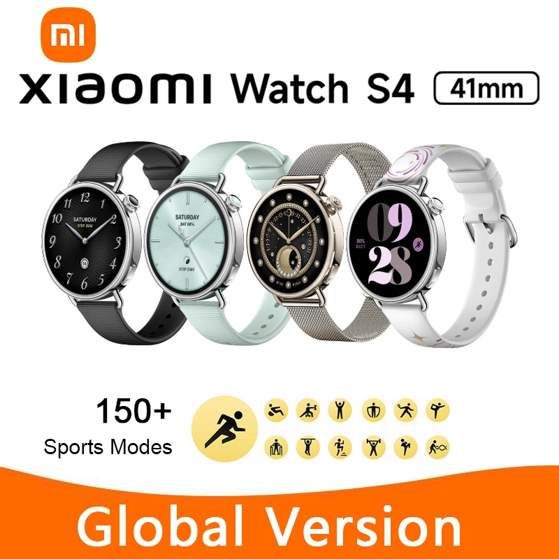 

Global Version Xiaomi Watch S4 41mm 1.32'' AMOLED Display Blood Oxygen Bluetooth Calling 150+Sports Mode GNSS 486mAh Smartwatch