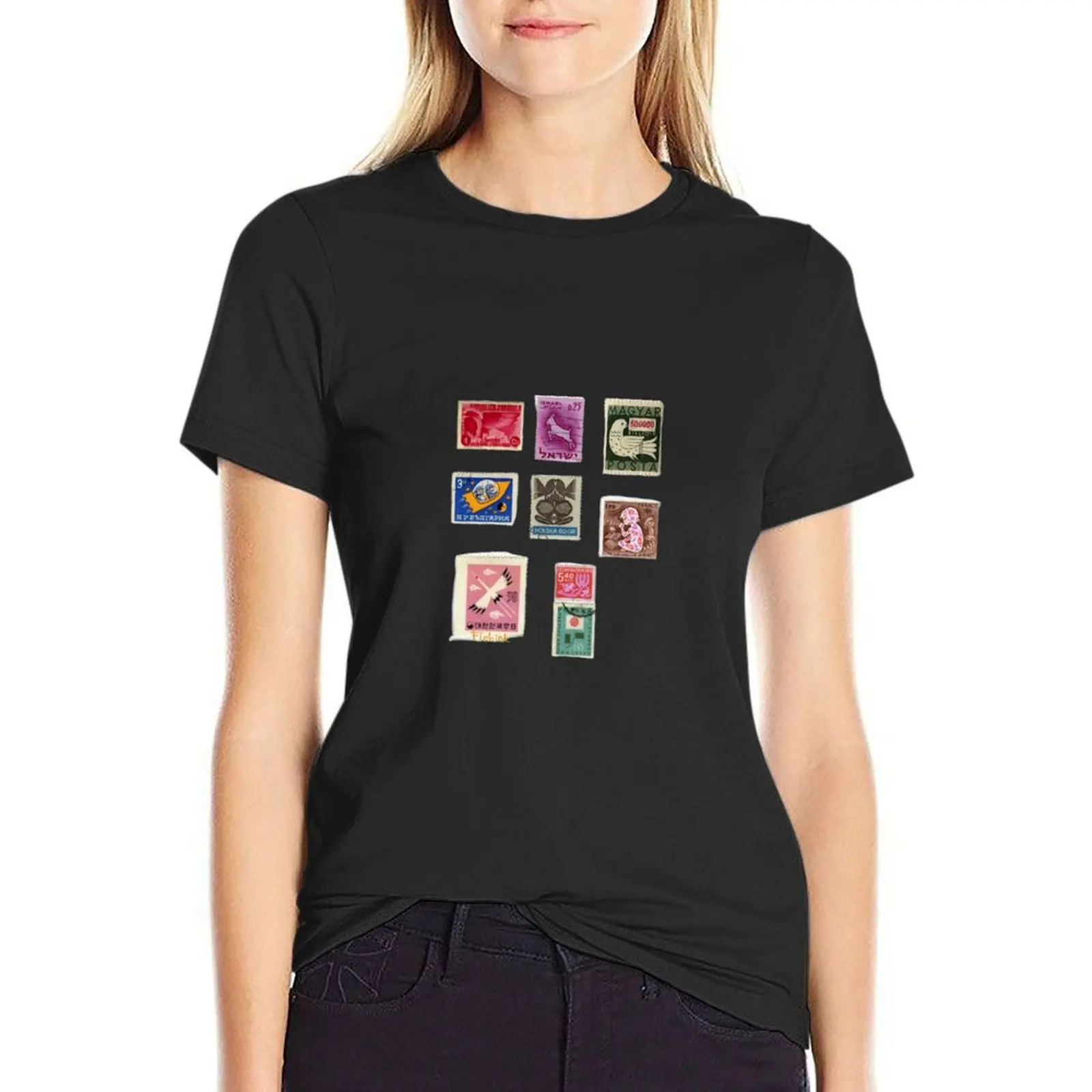 Vintage Stamp Collage T-Shirt oversized cute clothes anime clothes funnys tshirts woman