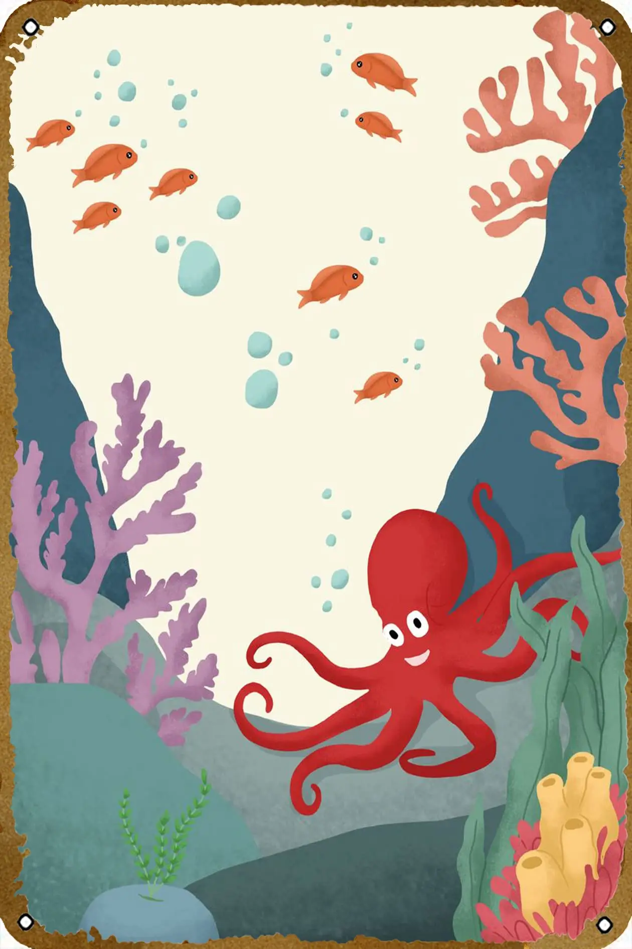 Octopus Animals Poster Metal Tin Sign 8