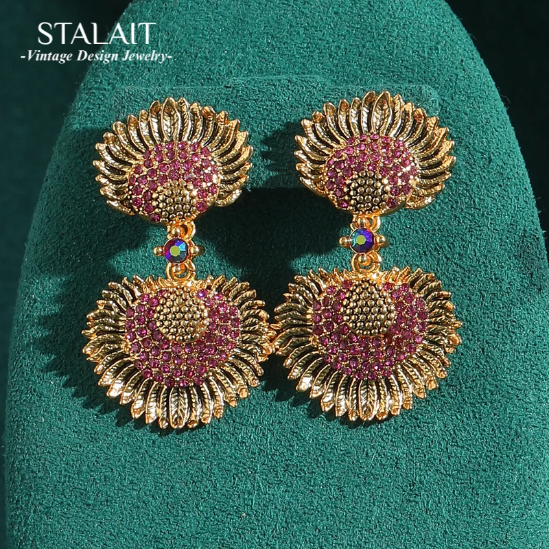 

Винтажные антикварные розовые серьги, элегантные серьги со стразами, женские ювелирные изделия в виде медузы золотого цвета, роскошные аксессуары для вечеринок высокого качества