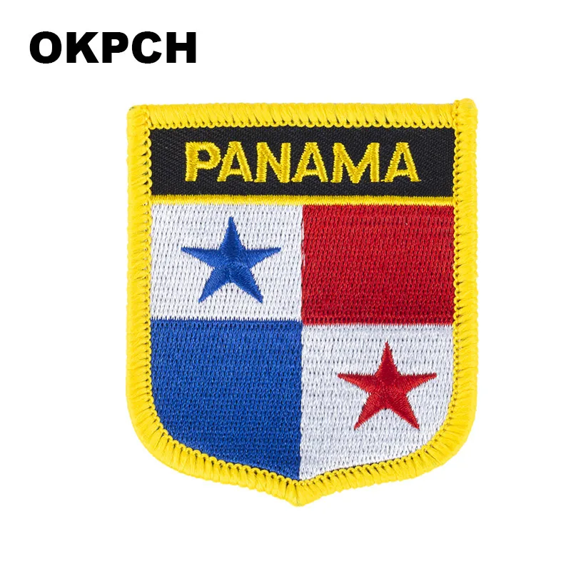 

Panama Flag Shield Shape Iron on Embroidery Patches Saw on Transfer Patches Sewing Applications for Clothes Back Pac