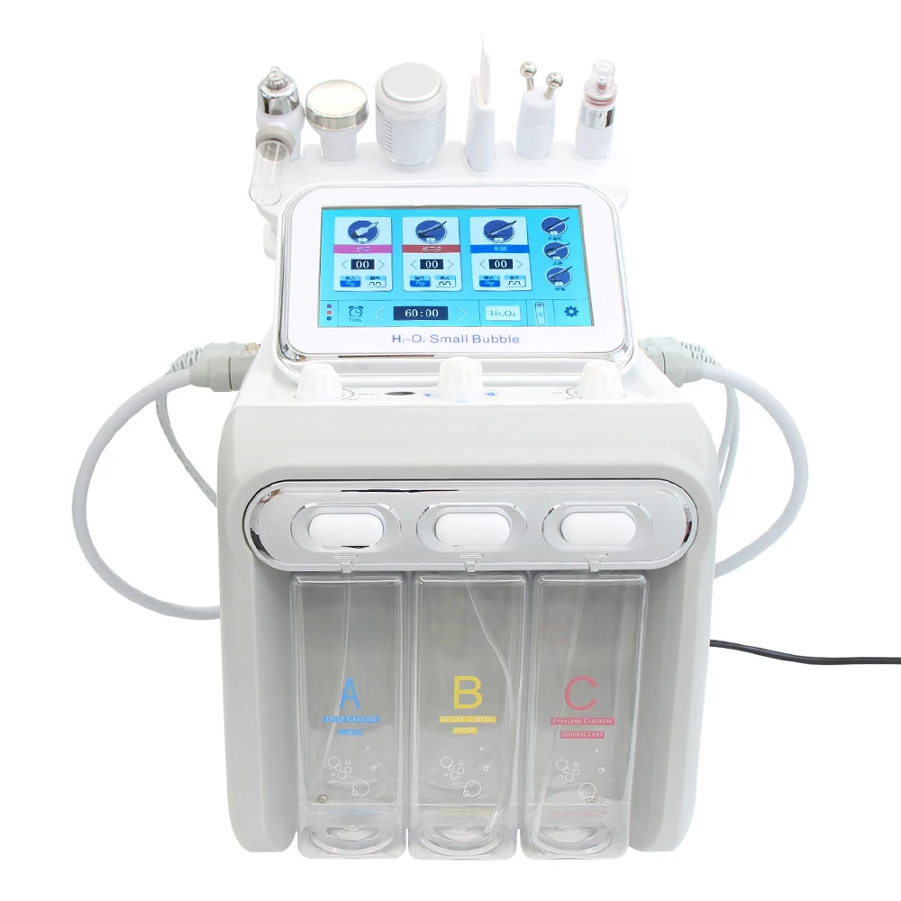 6 in 1 Wasserstoff Derma brasion Gesichts schönheit Maschine Aqua Peeling Tiefen reinigung Lifting Wasser Mikro derma brasion Gerät Hautpflege – Detail 2