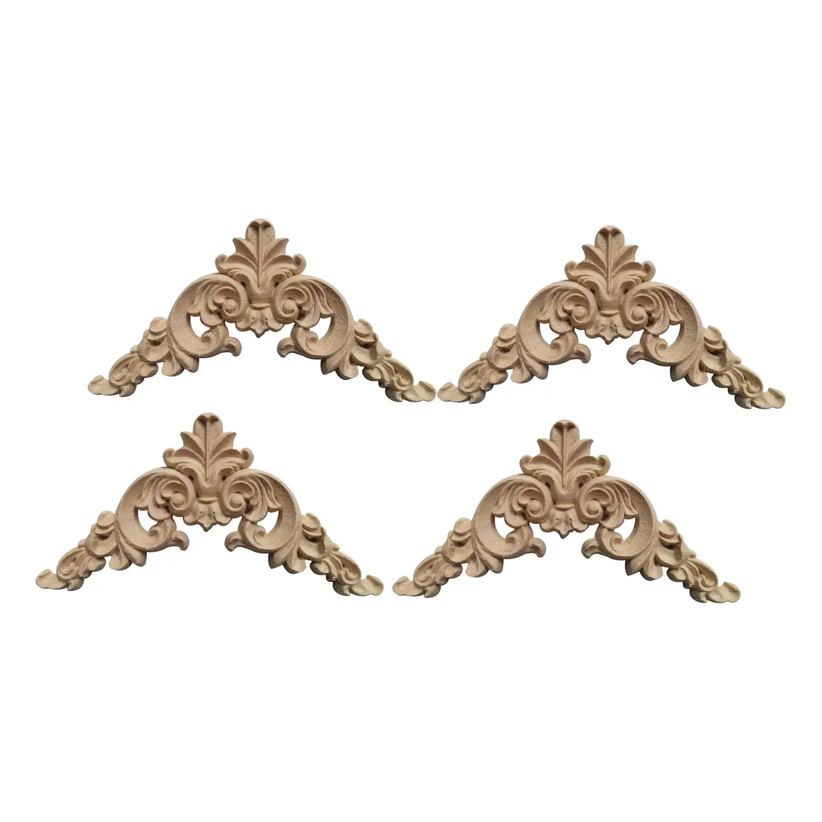 Rubber Wood Carved Appliques Onlays for Cabinet Drawer Headboard Dresser Mantels Fireplace Decor Unpainted Ornaments