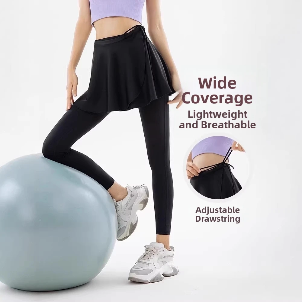 Ice Silk Yoga Short Skirt Quick Dry Adjustable Gym Workout Curtain One-piece Anti-Exposure Wrap Fitness Skirt Prevent Awkward