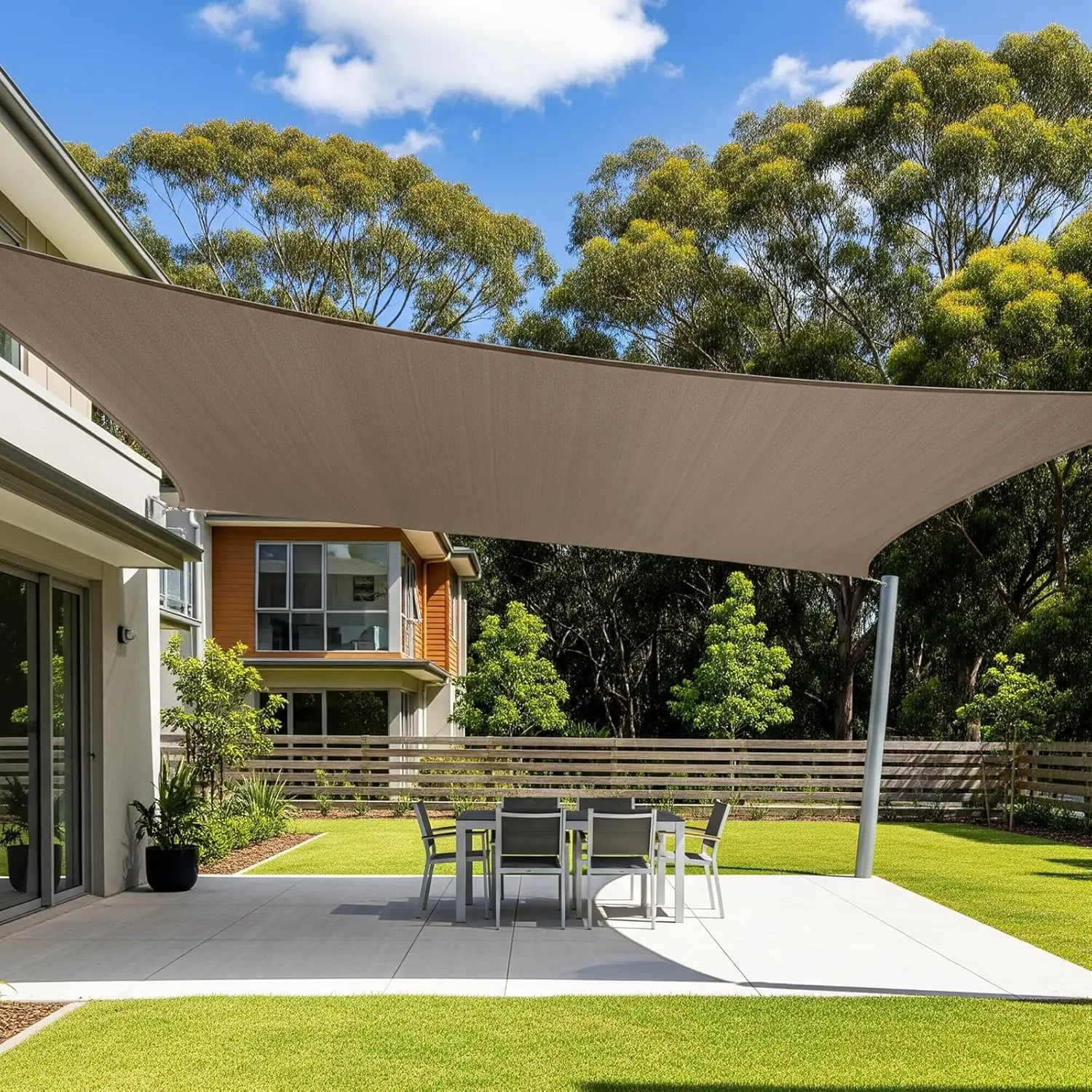 

10x20FT Rectangle Sun Shade Sail, Brown Outdoor Canopy for Patio Backyard Garden, 95% UV Block