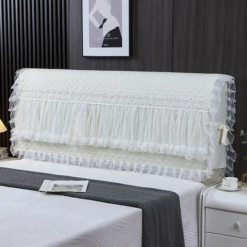 New Princess Style Bed Headboard Cover Soft Plush Wood Bed Leather Bed Protection Cover Embroidered Lace Warm And Soft