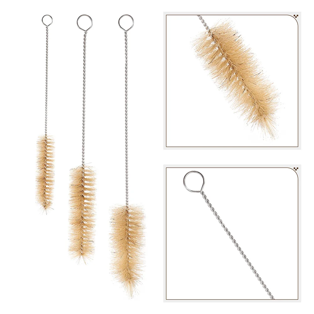 

6 Pcs Flask Brush Pig Bottle Cleaning Brushes Beaker Beige Stainless Steel Bristle