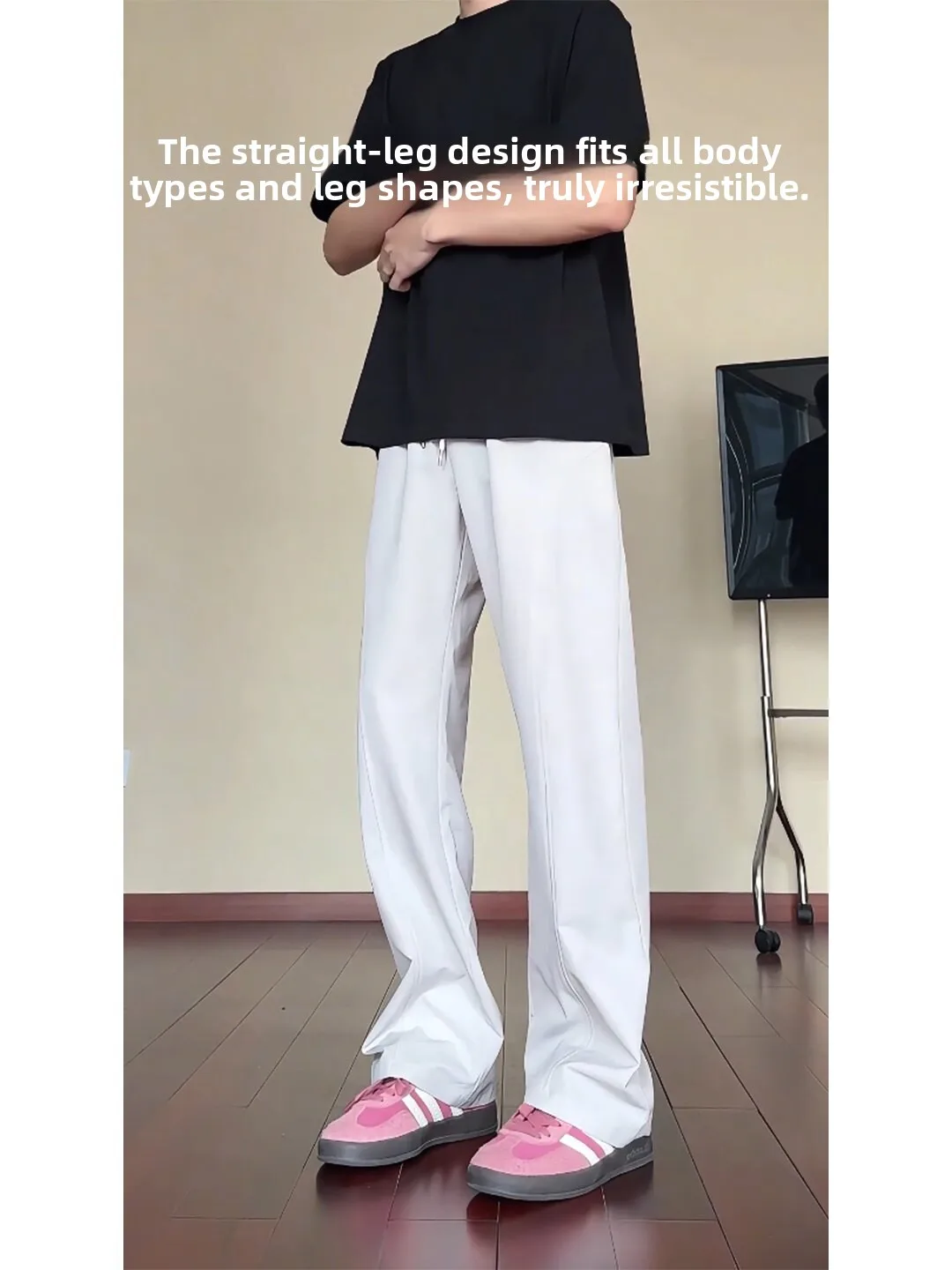 Lightweight Straight Leg Men's Casual Pants Quick Dry Ice Silk Breathable Comfortable Loose Fit Summer Fashion Casual Trousers