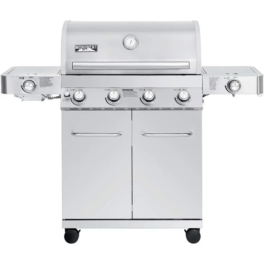 

4-Burner Propane Gas Grills Stainless Steel Cabinet Style with Side & Side Sear Burners, Built in Thermometer, and LED Controls