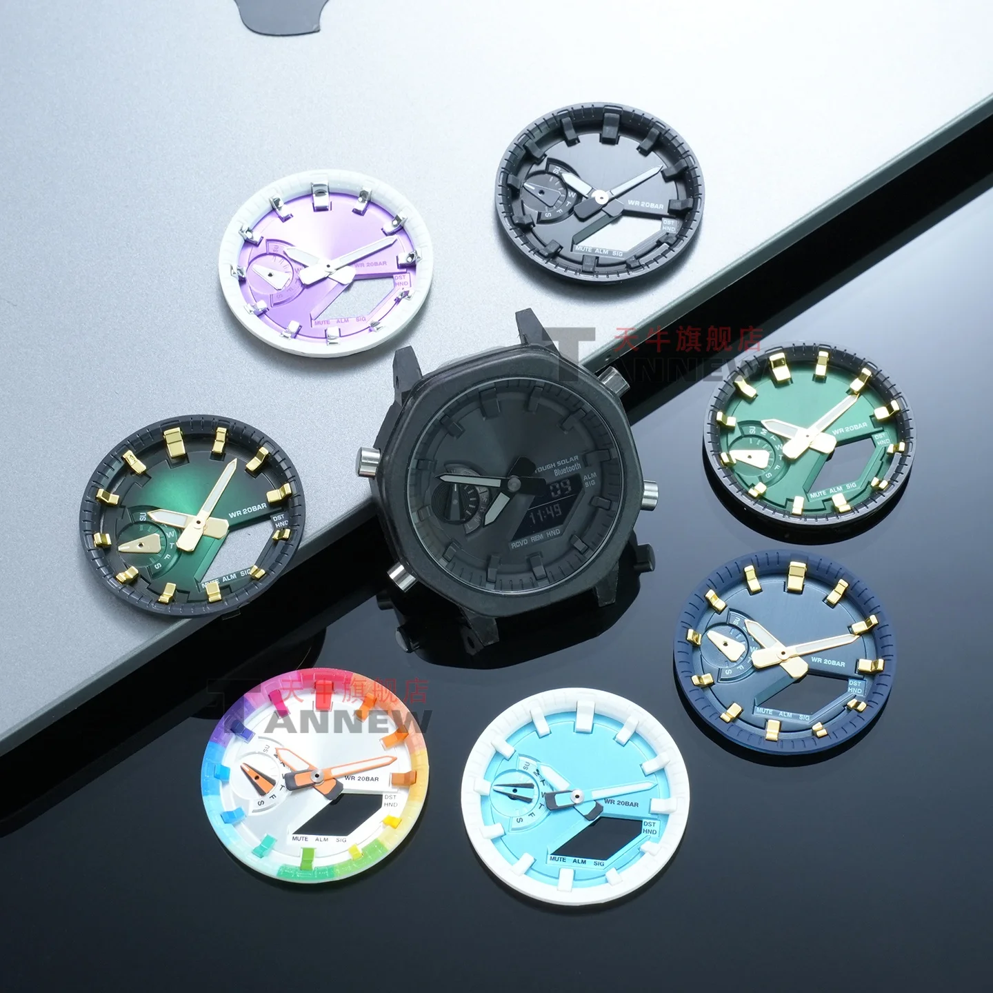 All-in-One Mod Kit for Casio GA-2100 GA-2110 Luminous Metal Dial Index Ring Full Bezel  Hour Marker Complete CasiOak Upgrade Set