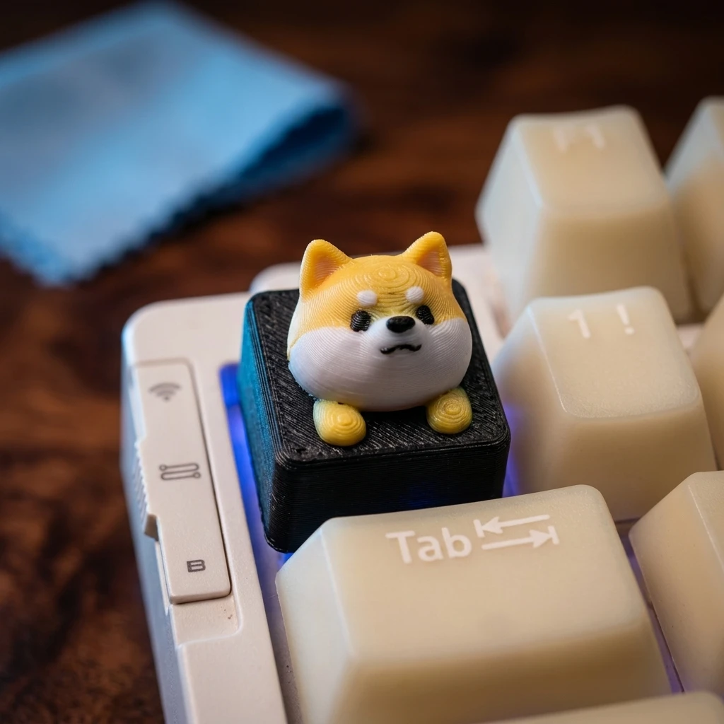 Look at Your Smile Shiba Inu, ESC Key Cap, Compatible Layout-Creative Mechanical Keyboard Decoration, Computer Key Cap