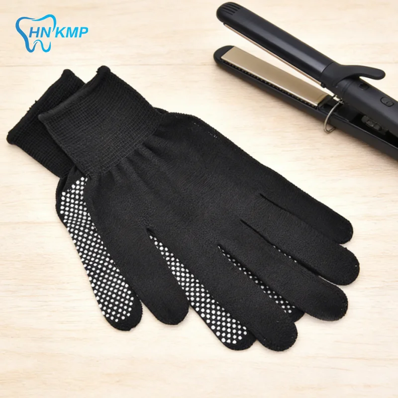 

Черные перчатки для завивки волос, специализированные для выпрямления вьющихся волос, защита рук, теплоизоляция, противоскользящие перчатки, уход за волосами, укладка