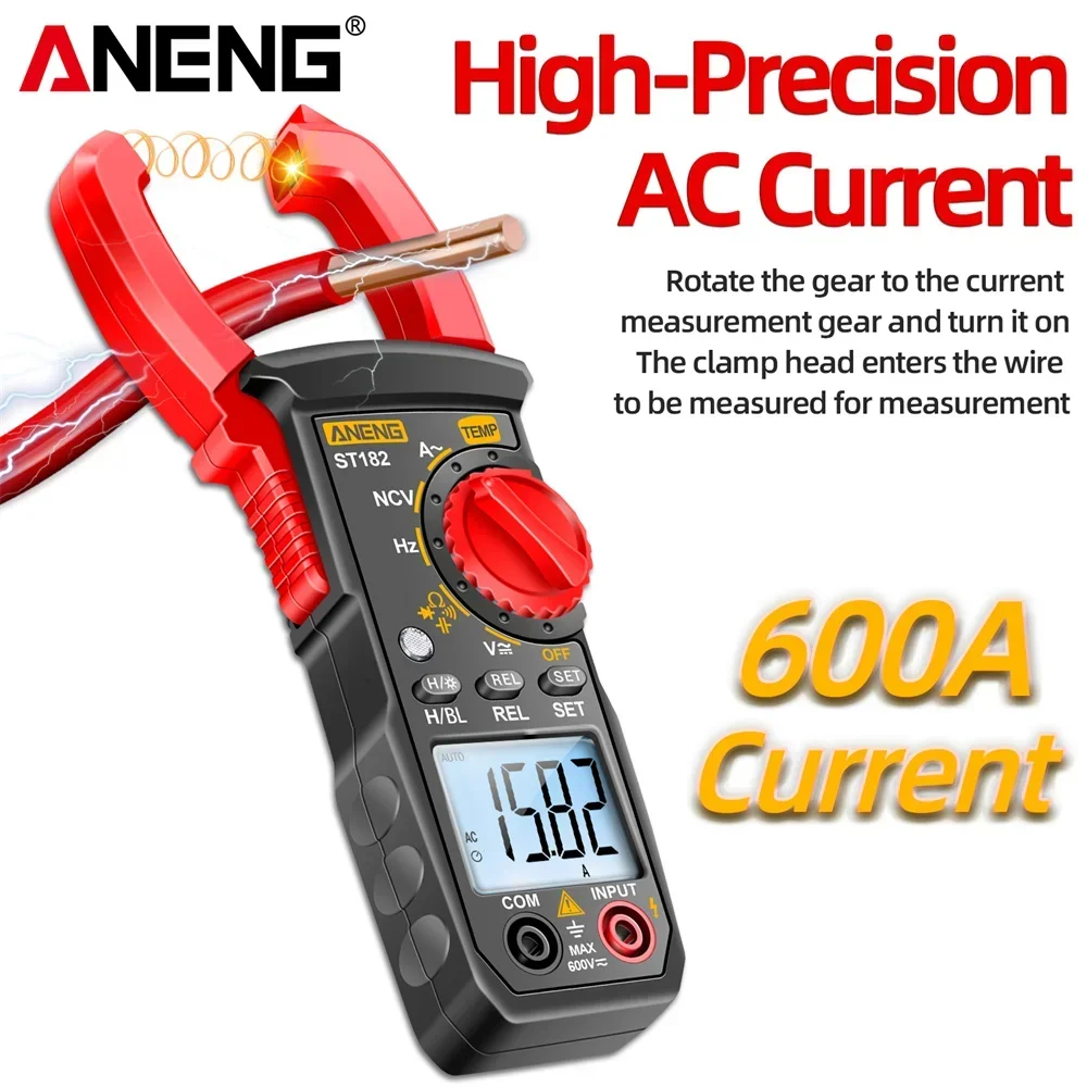 Imagem -03 - Aneng St182 Alicate Amperímetro Amperométrico Braçadeira Medidor Profissional Multímetro Digital Testador Automotivo 4000 Contagem Ohm Ferramentas de Teste