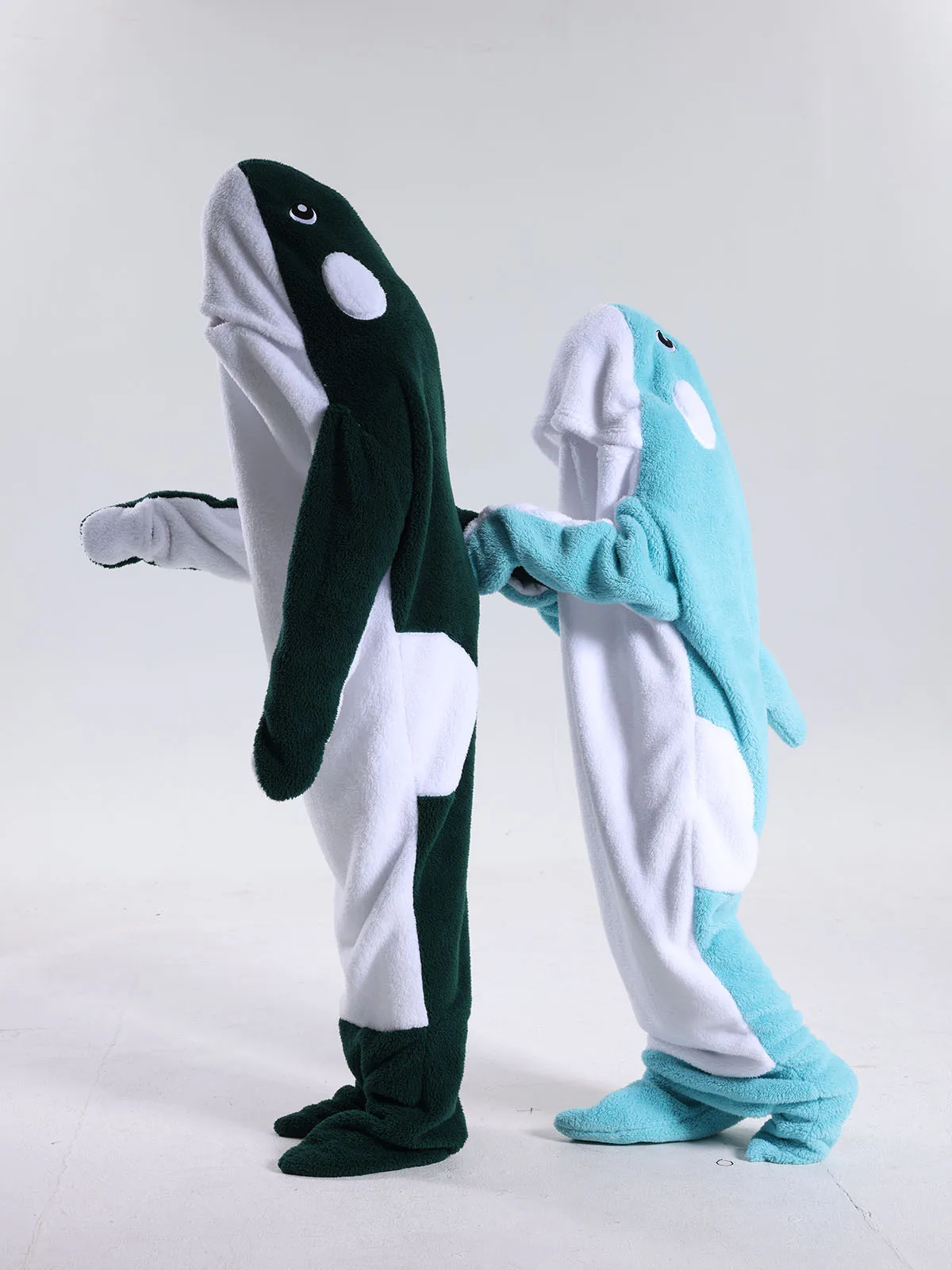 Family Matching Whale Animal Cartoon Kigurumi Pajamas One Piece Hooded Footed Oneises Kids Matching Mommy and Daughter Halloween