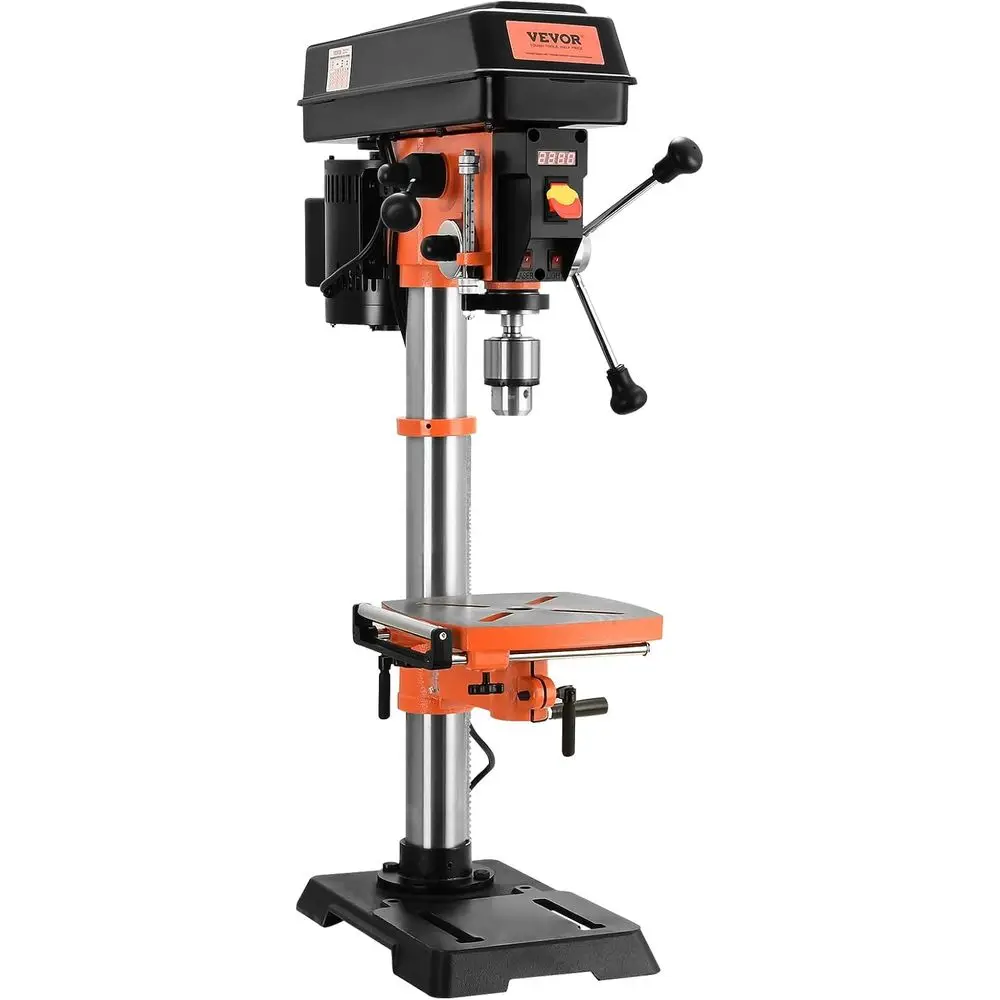 

12-дюймовый 5-амперный 120-вольтовый настольный сверлильный станок из чугуна с регулируемым поворотным столом, лазерным указателем и рабочей подсветкой для работы с металлом или деревом