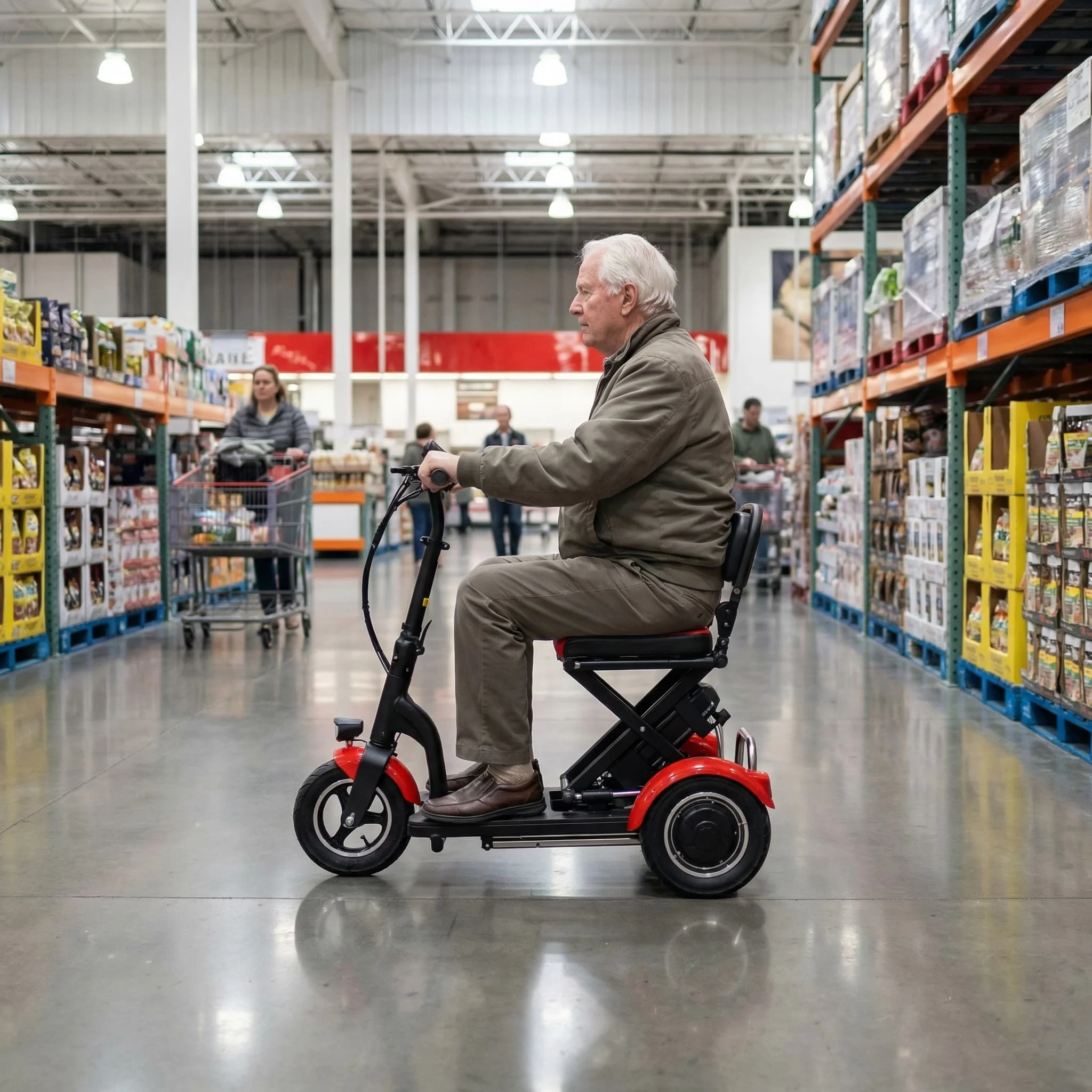 Lightweight Self Balancing Folding Electric Scooter 3 Wheel Tricycle with Anti slip Tires for Mega Supermarket Groceries