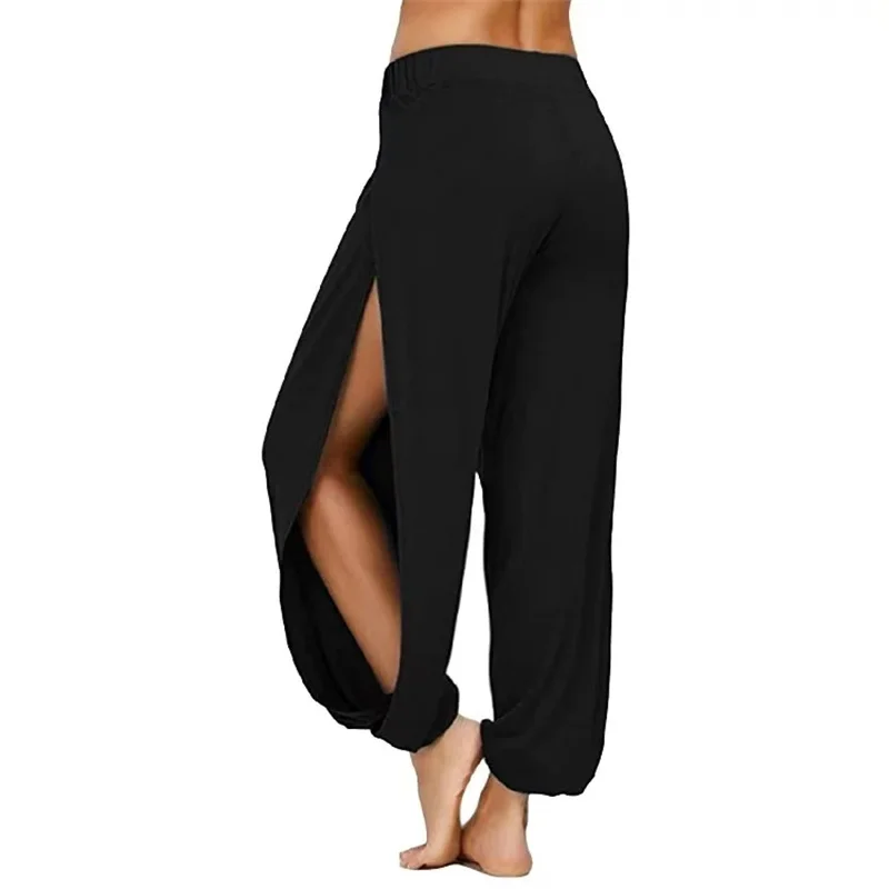 High Waist Leggings Women High Slit Hippie Haren Pants Sport Fitness Running Yoga Pilates Joggers Casual Trousers Tapered Pants