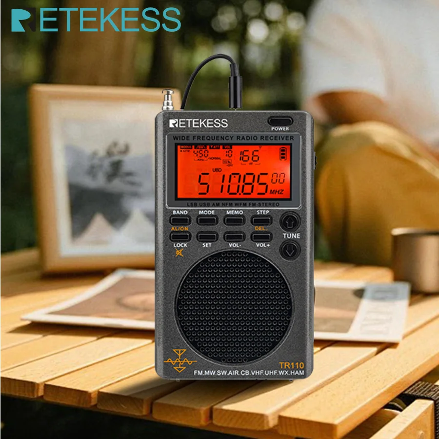 Retekess TR110 Radio FM Receiver Portable SSB Shortwave Radios AM FM All Waves Band CB AIR Band Ham Radio SW MW LSB VHF UHF NOAA