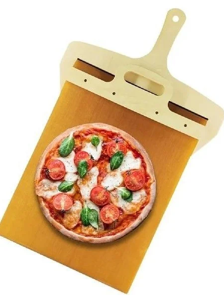 Pá de Pizza Deslizante com Padrão Geométrico para Uso Casual e Comercial, Ferramenta de Cozinha com Atração Magnética