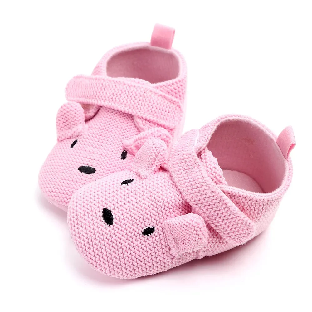 Newborn Baby Boys Girls Casual Shoes Knit Crib Shoes Cute Cartoon Cat Dog First Walkers Cotton High Quality Soft Anti-slip Sole image 3