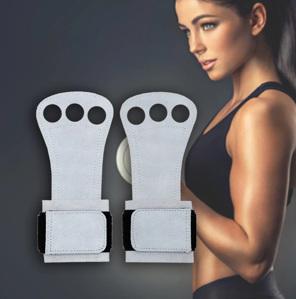 1 Pair Anti-Skid Leather Hand Grips Crossfit for Women Men Palm Protector for Pull-ups Lifting Weight Power Lifting Gloves