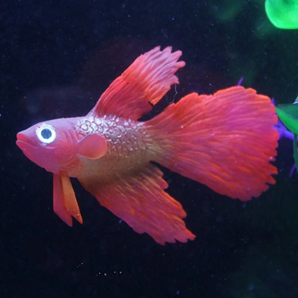 Artificial Glowing Betta Aquarium Decor Silicone Floating Betta Fish Tank Ornament Ideal for All Fish High Quality Realistic Red