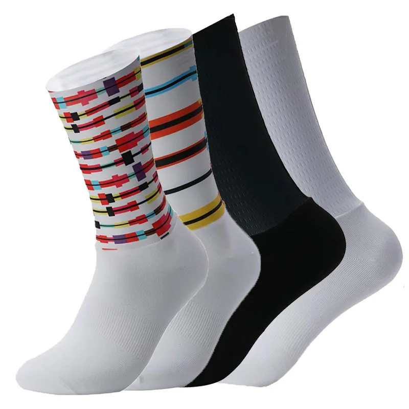 

Нескользящие антисиликоновые летние аэро носки, белые велосипедные носки, мужские велосипедные спортивные носки, носки для бега, велосипедные носки