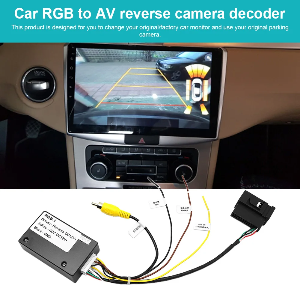 12V Backup Camera Converter RGB To AV Parking Camera Decoder Reversing Camera Signal Converter for VW RCD510 RNS510 RNS315