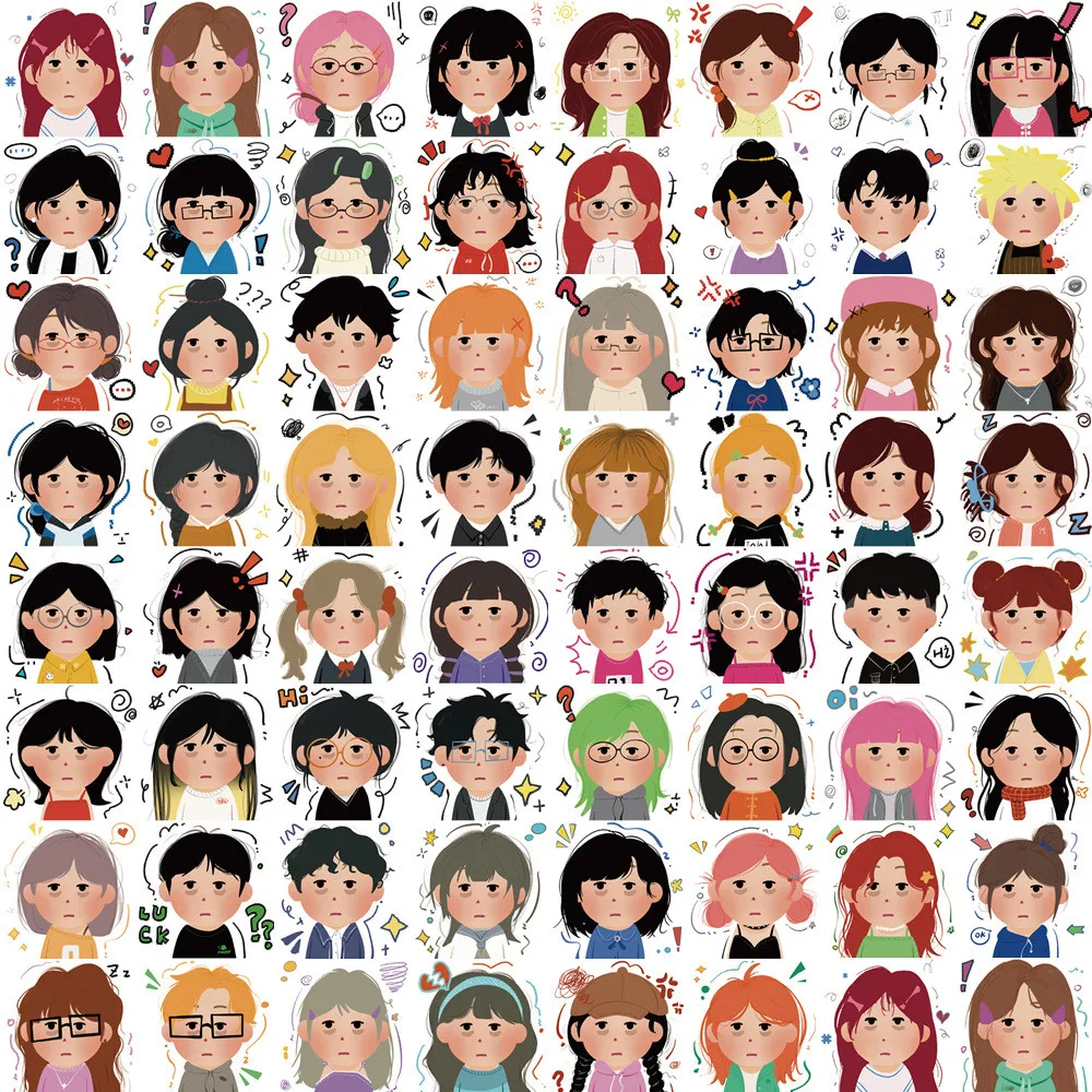 

62Pcs Original Cute Miserable Guy Graffiti Stickers - Waterproof DIY Decor for Guitar/Notebook/Luggage