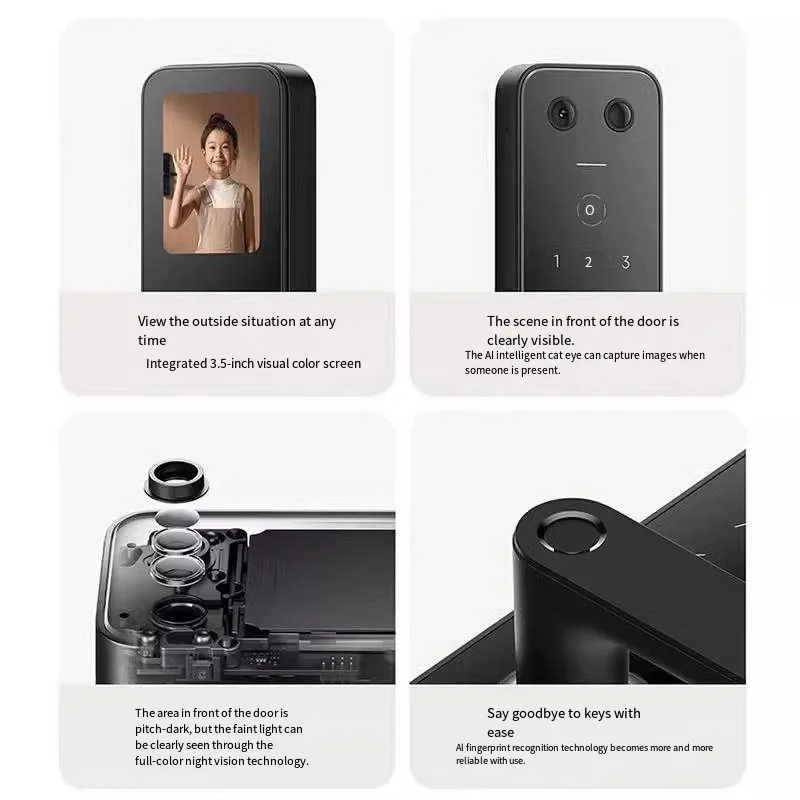 Para xiaomi e30 tela grande olho mágico câmera mijia mi casa app inteligente impressão digital automática código de bloqueio chave mecânica