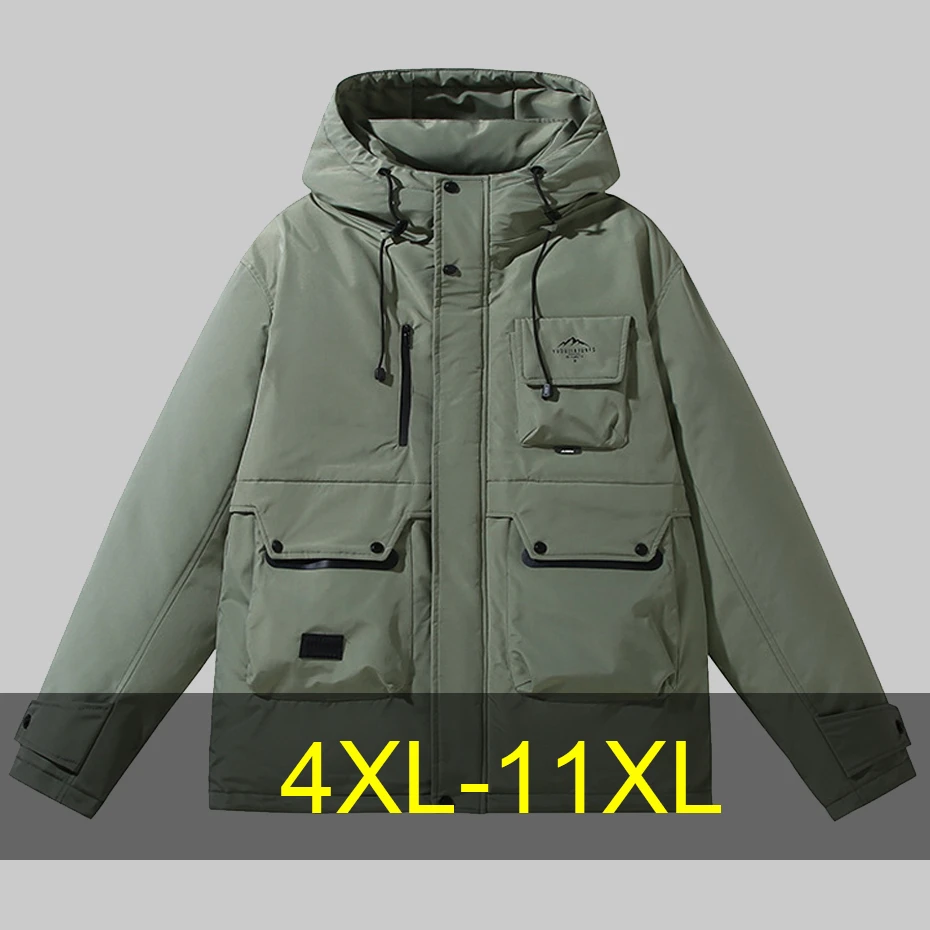 

11XL Plus Size Waterproof Parkas Men Winter Thick Jacket Coat Cargo Parkas Male Fashion Casual Black Parkas Male Big Size 11XL