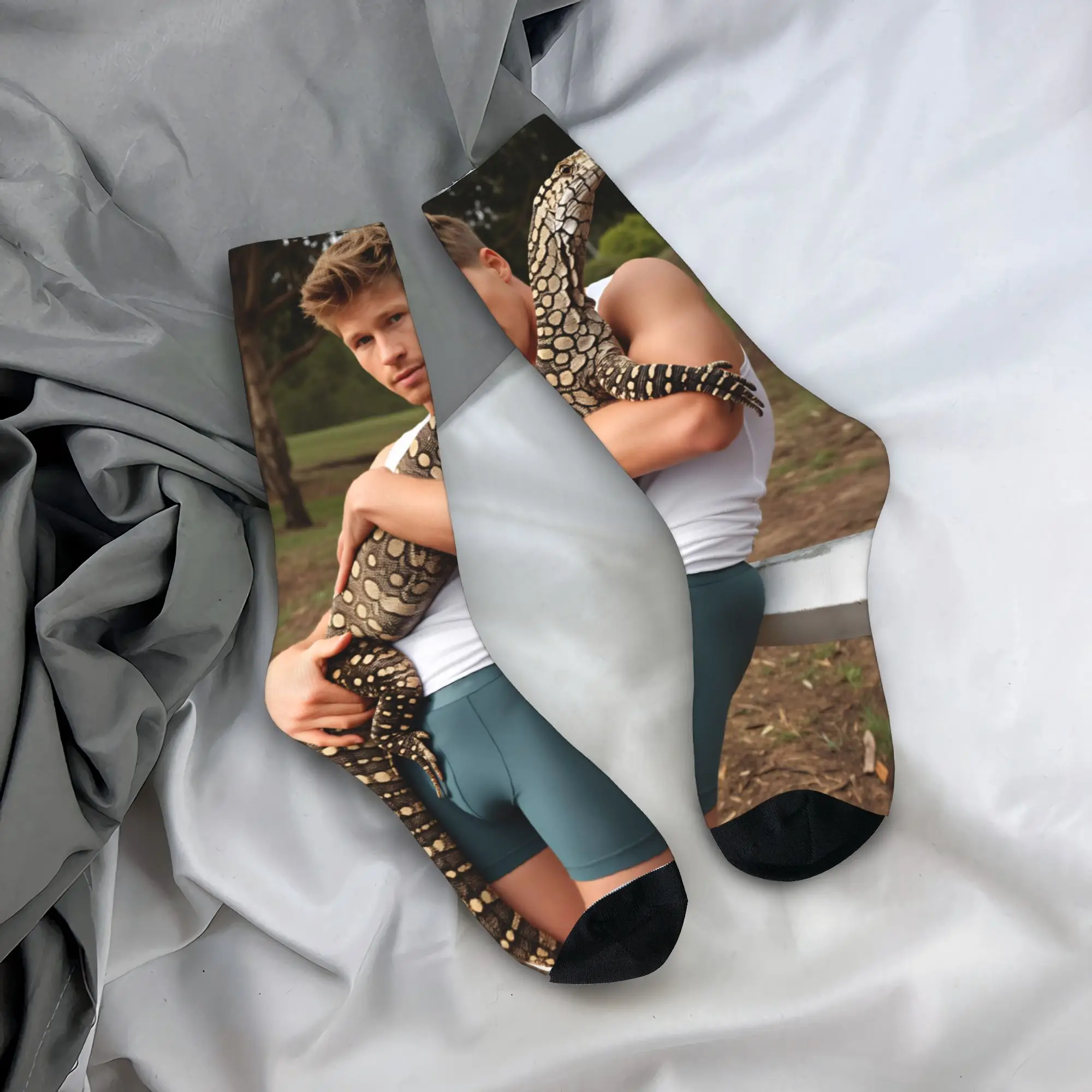 

Мужские носки Robert Irwin и чулки с ящерицей, зимние носки для отдыха, высококачественные носки с узором, противоскользящие носки для скалолазания