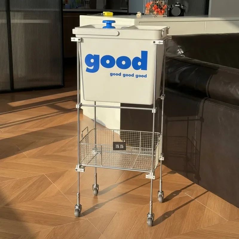 For 2026 New Large Capacity Kitchen Trash Can with Shelf No Bending High End Multifunctional Household Waste Bin for Modern