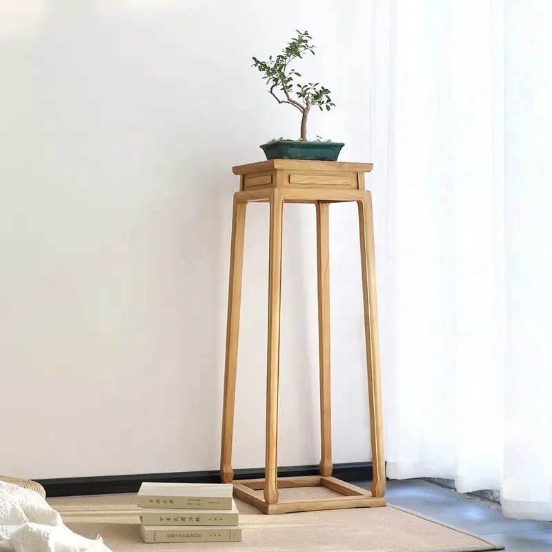 for Chinese Style Solid Wood Flower Rack for Balcony Living Room Durable Customizable Home Furniture for Hotel Villa