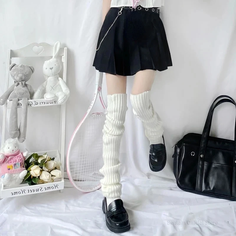 1Pair Y2K Over Knee Leg Warmer Lengthened 70cm JK Uniform Long Socks Lolita Knitted Boot Socks Pile Up Socks Foot Warming Cover