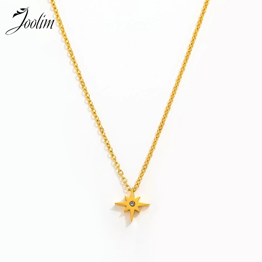 

Joolim Jewelry Wholesale Waterproof&No Fade Fashion Simple Retro Six-pointed Star Pendant Stainless Steel Necklace for Women