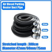 300cm Parking Heater Duct Ducting Pipe Hose Black For Webasto Eberspacher Heater Car Camper 42/60/75mm B6A6