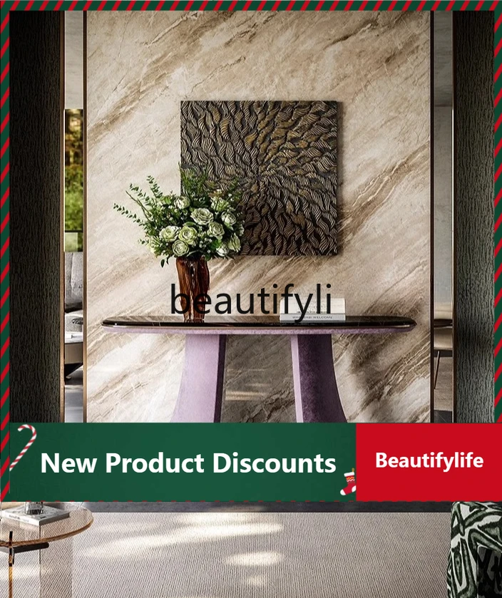 

Marble Entryway Table for Living Room Villa Against Wall Modern Minimalist Entryway Console