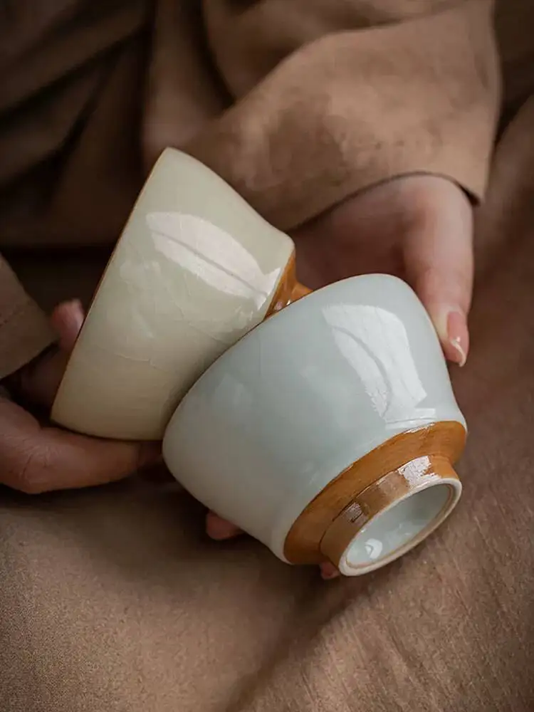 Wuyintang high End Tianqing Ru Kiln Tea Cup With Crackle Glaze Can Be Used As A Master s Single Hand Held Cup Ceramic Kung Fu