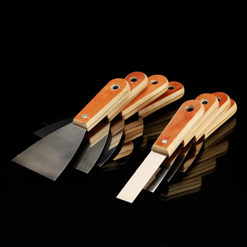 Wooden Handle Thickened Putty Knife Double Clamp Scraper Mirror Caulking Shovel Construction Decoration Hand Tool