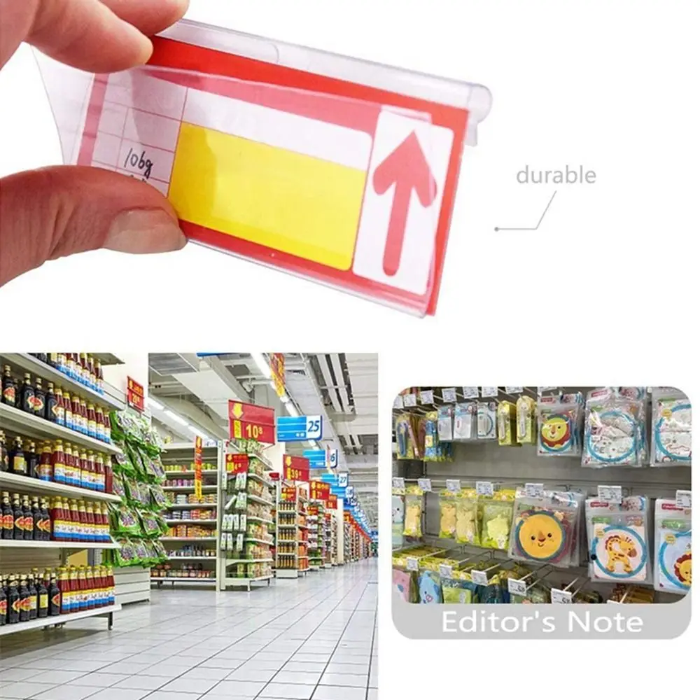 50PCS Plastic Price Tag Holder Transparent Double line hook Price Tag Display Holders Multifunctional Signage Label Holder