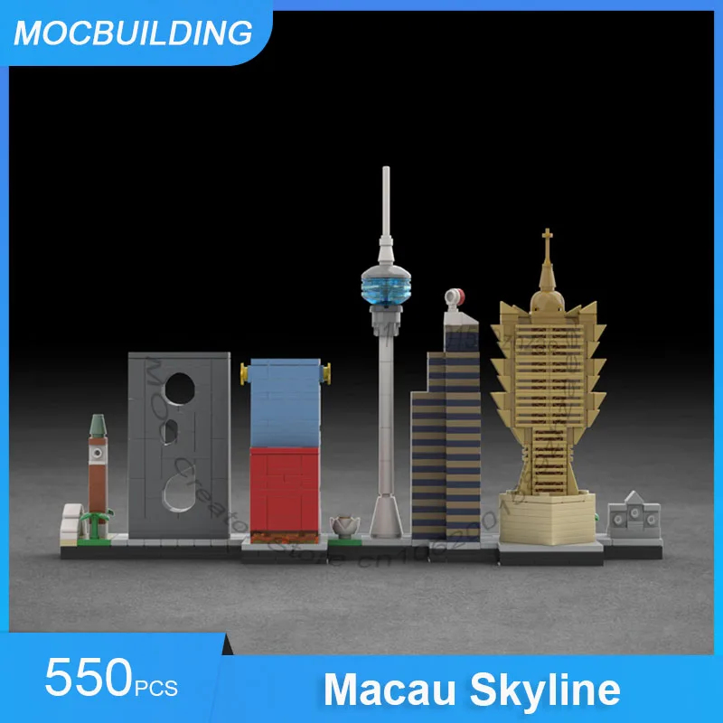 MOC Building Blocks Macao Skyline Architettura Modello di visualizzazione Collezione di città Fai da te assemblare mattoni Giocattoli di Natale creativi Regali 550 pezzi