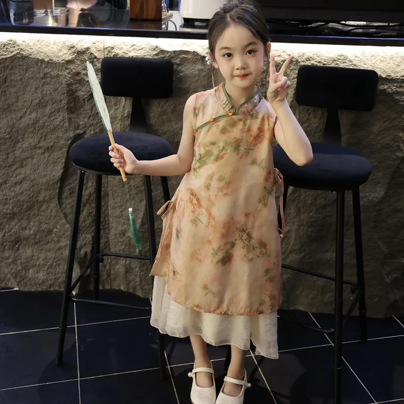 Girls' Hanfu Dress Children's Cheongsam Dress Summer 2026 New Chinese Style Fairy Girl  Chinese Style Princess Dress