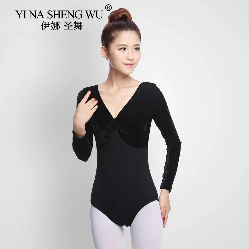 Body da danza classica per donna Body in velluto a maniche lunghe per ragazza Danza per adulti Abiti da balletto Body per pratica di ginnastica