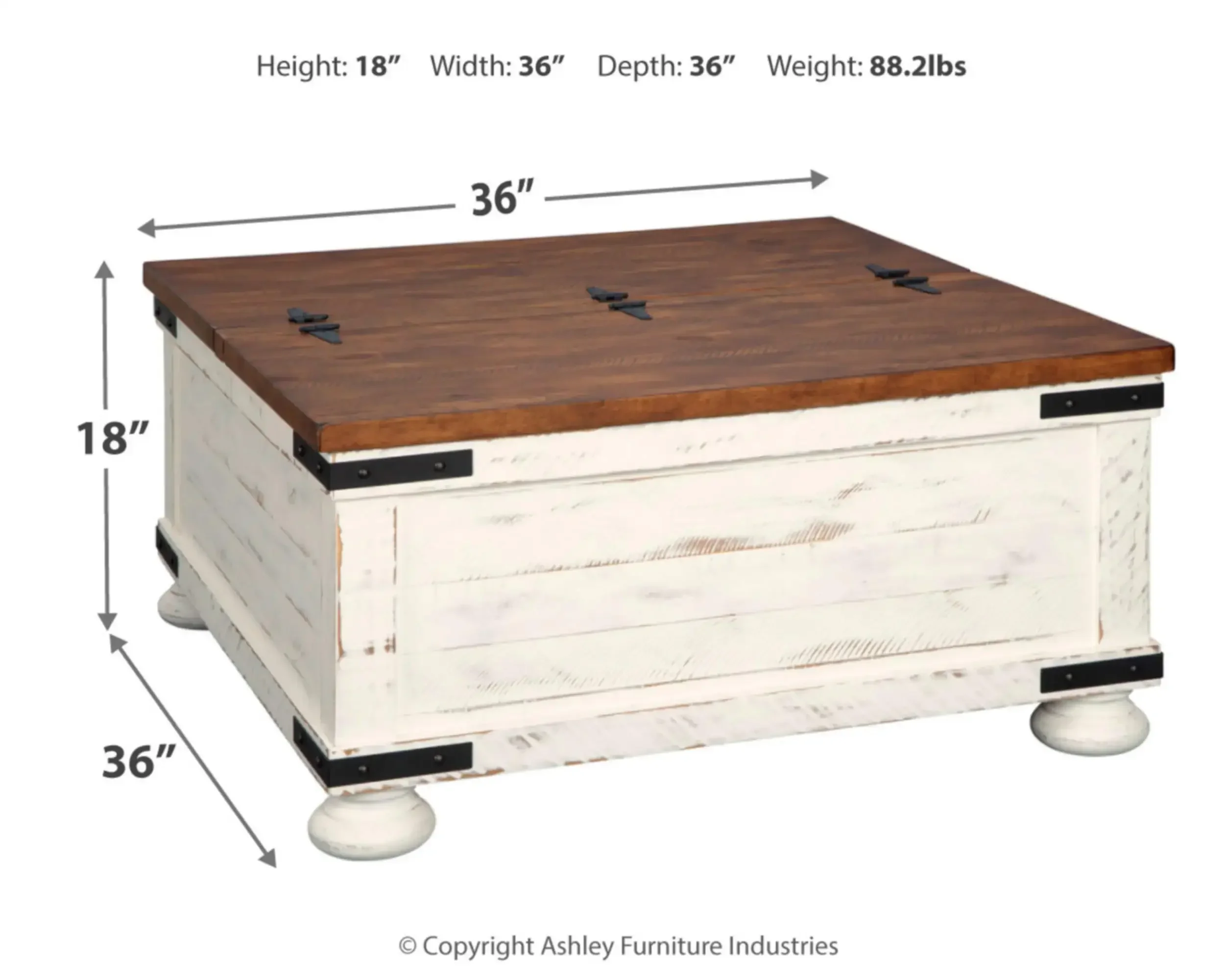 Ashley Wystfield Farmhouse Square Storage Coffee Table, Signature Design