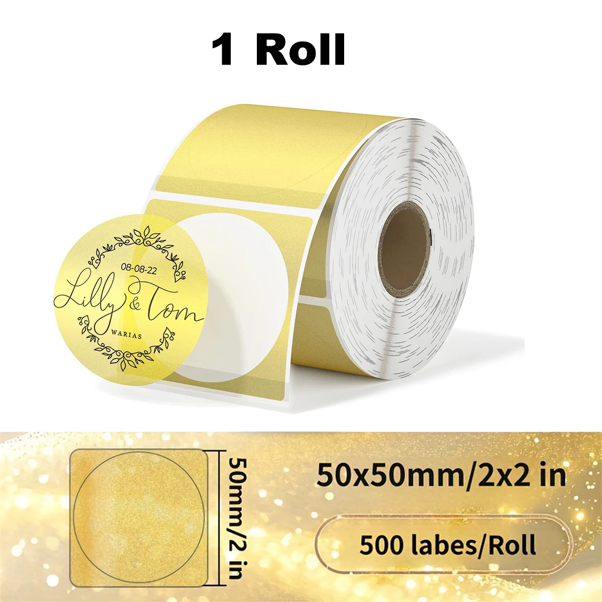 50x50mm holografische zilveren etiketten Directe thermische stickers voor bedankkaart, adres, QR-code voor phomemo 241BT 246S D520 - afbeelding 1