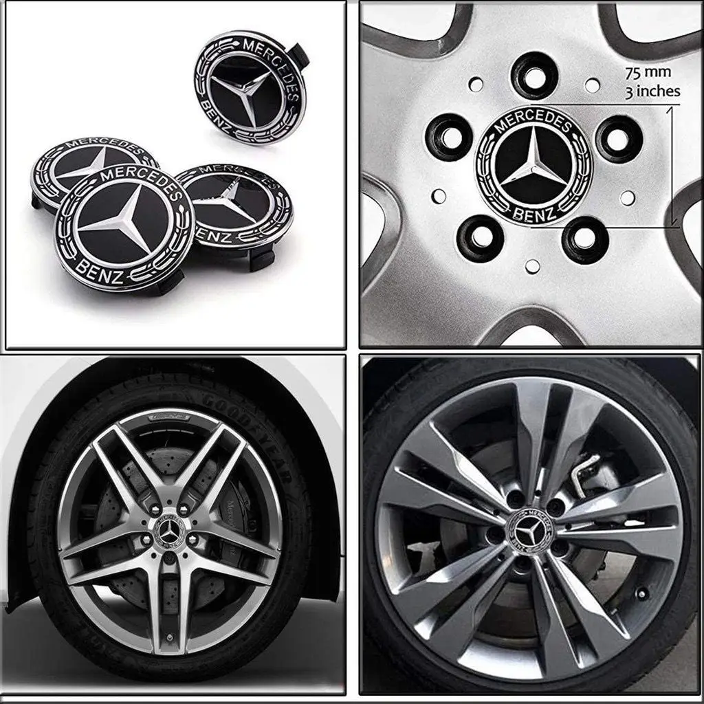 4 pçs 75mm tampa central da roda do carro hub cobre crachá acessórios para mercedes benz amg c e s gle clc classe w204 w203 w205 w124 w221