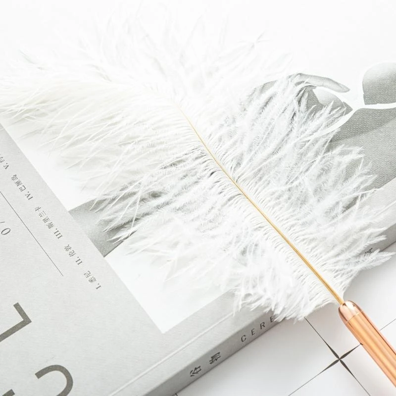 Retro weiße Feder Kugelschreiber exquisite Sigantur Stift nachfüllbare Kugelschreiber für Hochzeits büro Geschäfts geschenk – Detail 8